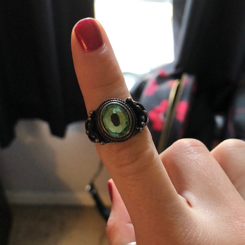 Ring, with green "crystal"